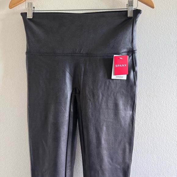 NWT Spanx Black Faux Leather High-Waisted Leggings size Large - Picture 5 of 11